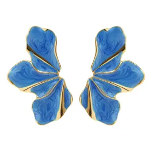 Blue Petal Drop Metal Studs