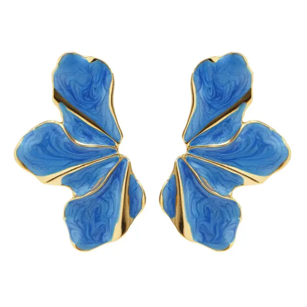 Blue Petal Drop Metal Studs